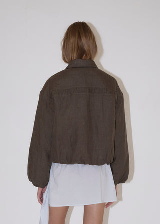 Pintuck Jacket, Khaki Stripe