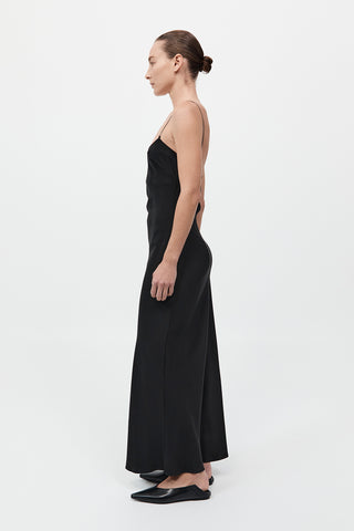 Fine Chain Silk Slip Dress, Black