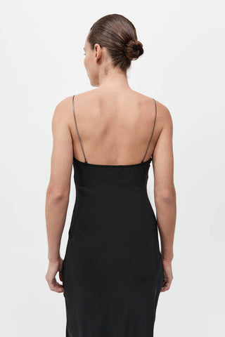 Fine Chain Silk Slip Dress, Black