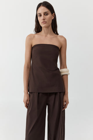 Strapless Rouleau Tie Top, Bark