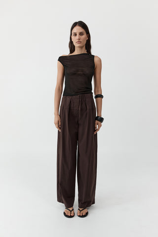 Relaxed Pleat Pants, Bark