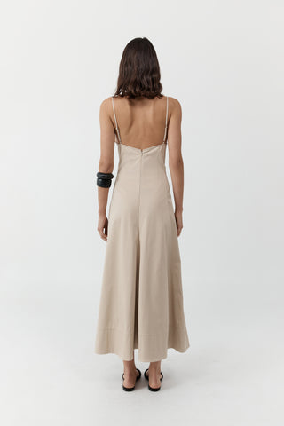 Structured Cotton Dress, Champagne