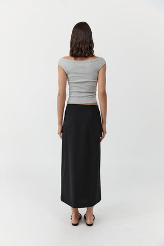 Tailored Wrap Skirt, Black