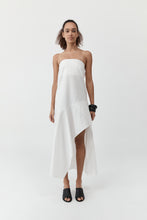 Load image into Gallery viewer, Oxford Strapless Asymm Dress, White
