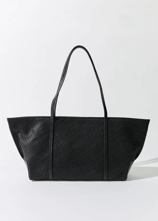 Woven Bateau Tote, Black