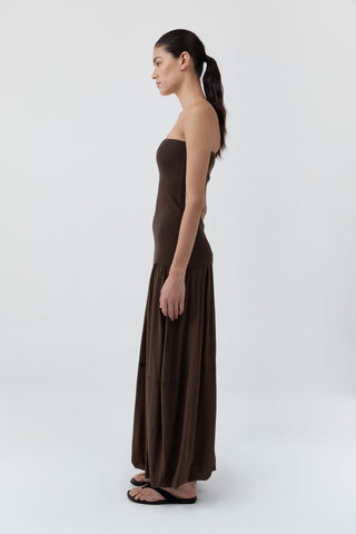 Strapless Balloon Hem Dress, Cedar