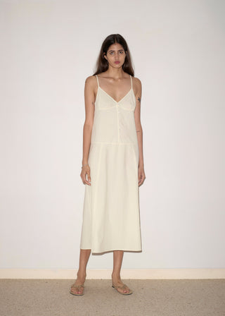 Double Seam Dress, Butter White