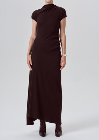 Kira Sculptural Dress, Chocolate