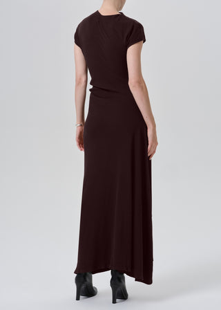 Kira Sculptural Dress, Chocolate