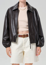 Load image into Gallery viewer, Bubble Hem Bomber Jacket, Chocolate
