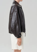 Load image into Gallery viewer, Bubble Hem Bomber Jacket, Chocolate

