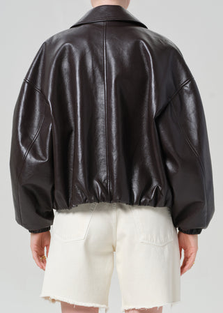 Bubble Hem Bomber Jacket, Chocolate