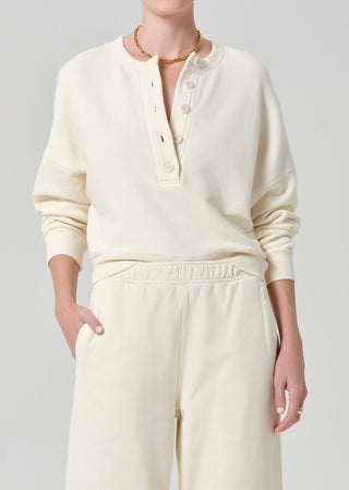 Rhomboid Henley, Cream