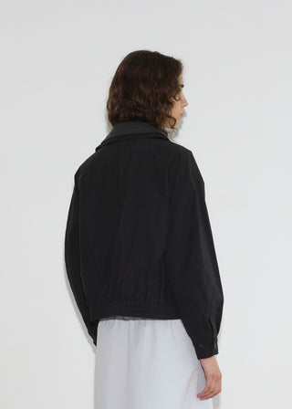 Collared Zip Jacket, Black Contrast