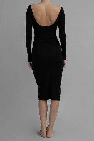Recline Bateau Dress, Black
