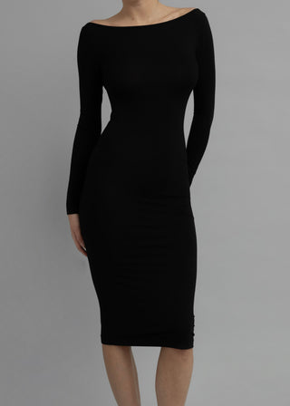 Recline Bateau Dress, Black