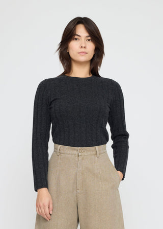 Ribbed Long Sleeve, Charcoal