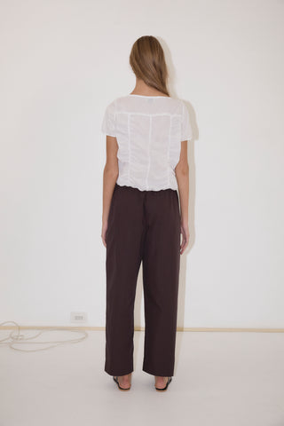 Double Button Pant, Brown Stripe