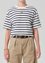Load image into Gallery viewer, Goldie Tee, Marine Stripe
