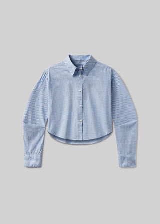 Ana Cropped Shirt, Banker Blue Plaid