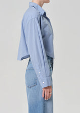 Load image into Gallery viewer, Ana Cropped Shirt, Banker Blue Plaid
