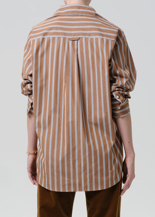 Thea Boyfriend Shirt, Copper Stripe