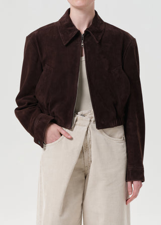 Nahla Cropped Suede Jacket, Root
