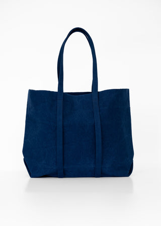 Washed Canvas 6 Pockets Tote Medium, Blue