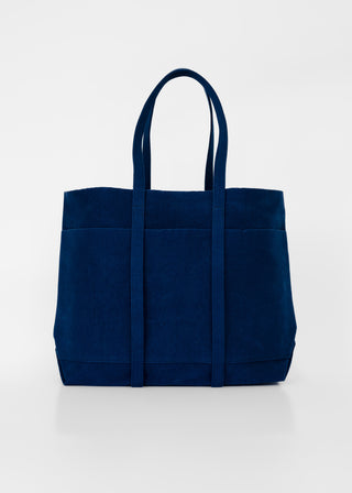 Washed Canvas 6 Pockets Tote Medium, Blue