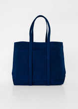 Load image into Gallery viewer, Washed Canvas 6 Pockets Tote Medium, Blue

