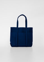 Load image into Gallery viewer, Washed Canvas 6 Pockets Tote Small, Blue
