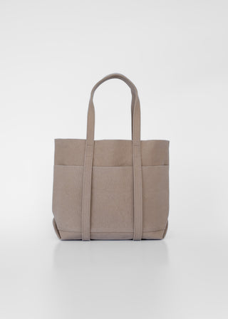 Washed Canvas 6 Pockets Tote Small, Taupe