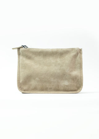 Large Gia Pouch, Travertine Suede