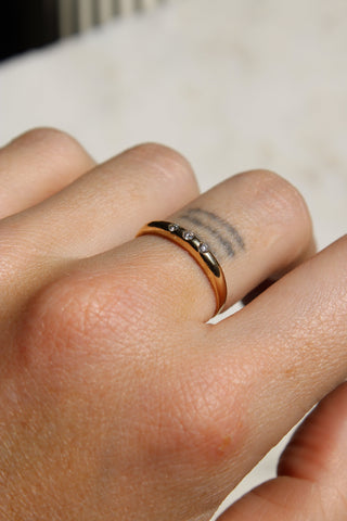 Three Diamond Barnes Ring, Yellow Gold