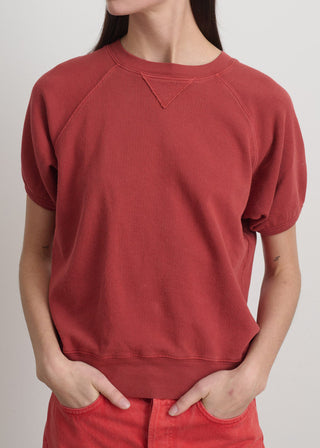 Short Sleeve Sweatshirt, Faded Tomato Overdye