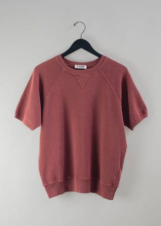 Short Sleeve Sweatshirt, Faded Tomato Overdye