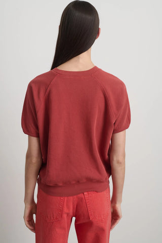Short Sleeve Sweatshirt, Faded Tomato Overdye