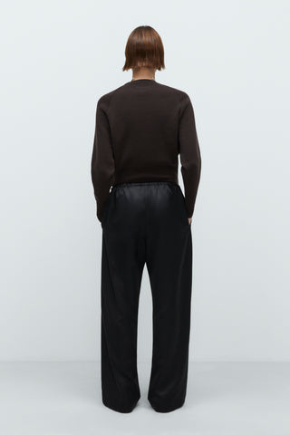 Satin Relaxed Pants, Black