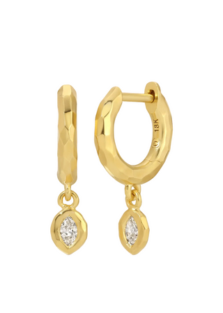 Charmed Micro Gabby Hoops, Nano Nesting Marquis Diamond