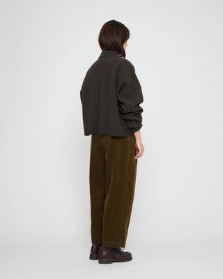 Collared Cropped Cardigan, Olive Brown
