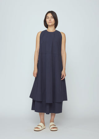 Papery Layered Dress, Navy