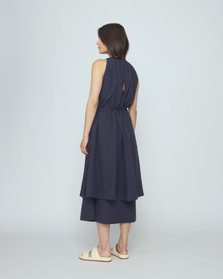 Papery Layered Dress, Navy