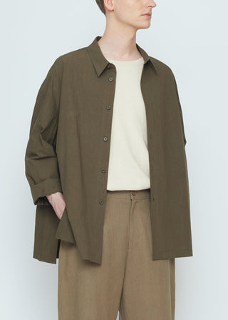 Papery 3/4 Button Down, Olive