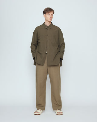 Papery 3/4 Button Down, Olive