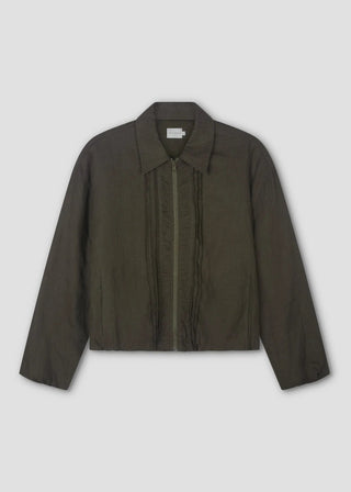 Pintuck Jacket, Khaki Stripe