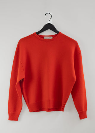 Artemis Cashmere Sweater, Red Orange