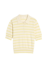 Load image into Gallery viewer, Cameron Stripe Polo Top, Off White/Citron
