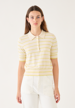 Load image into Gallery viewer, Cameron Stripe Polo Top, Off White/Citron
