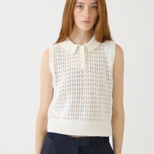 Load image into Gallery viewer, Cindy Crochet Polo Top, Off White
