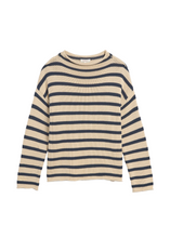 Load image into Gallery viewer, Lamis Stripe Cotton Sweater, Natural/Navy
